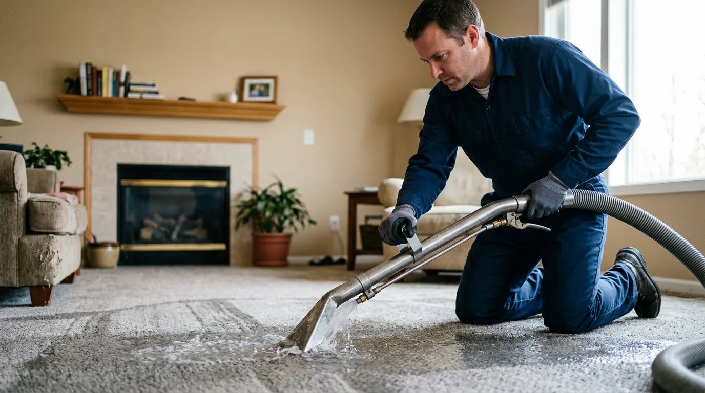 Water damage restoration technician working near Linwood, NC